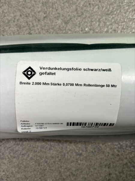 Folie Schwarz / Weiß 0,07µm 2m x 50m Rolle