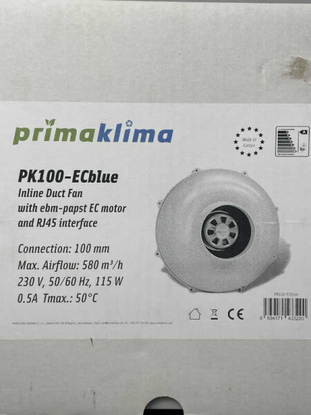 Prima Klima PK100-ECblue Ventilator 100mm 0-580m³/h