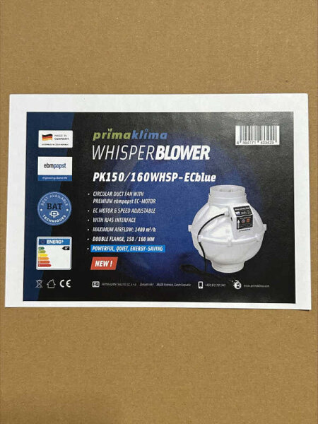 Prima Klima PK150/160WHSP-ECblue 0-1400 m³/h
