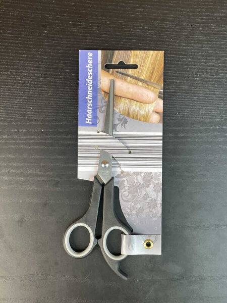 Haarschneideschere 17cm, mit Kunststoffgriff, auf Karte