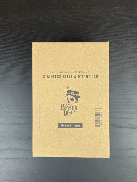 Poppins LAB Edelstahlbehälter mit Glasdeckel, luftdicht, 1800ml