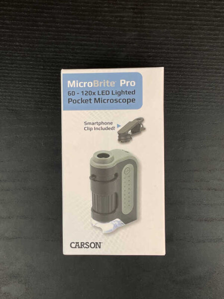 Carson MicroBrite Pro MM-350, Taschenmikroskop, 60-120x mit LED/Handyclip