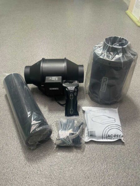 AC Infinity Luftfilter-Set 100 mm, Inline-Rohrventilator, Drehzahlregler & Aktivkohlefilter