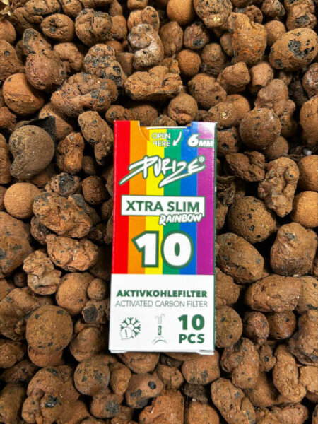 PURIZE Xtra Slim Size 6,0mm RAINBOW 10er (Activated Carbon Filters)